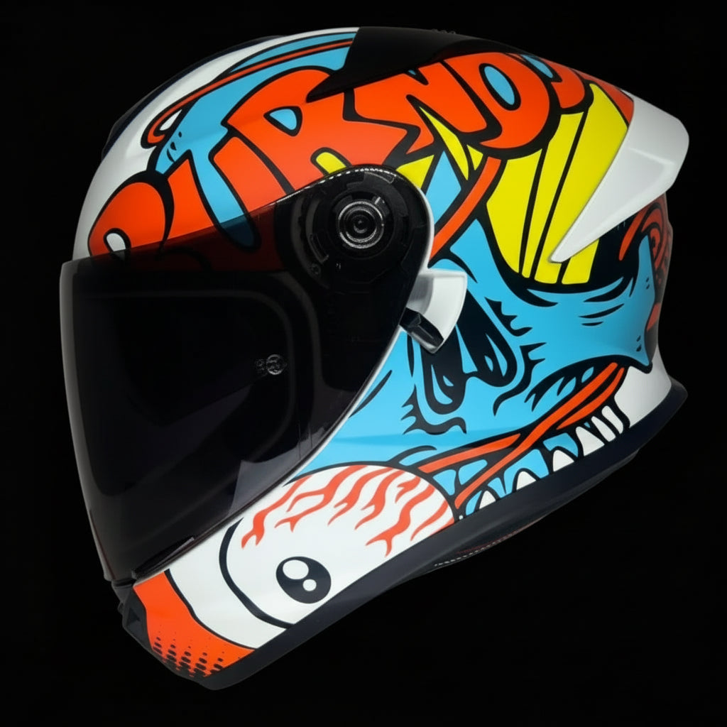 Matte Orange Burnout Design Helmet with Dark Tinted Visor