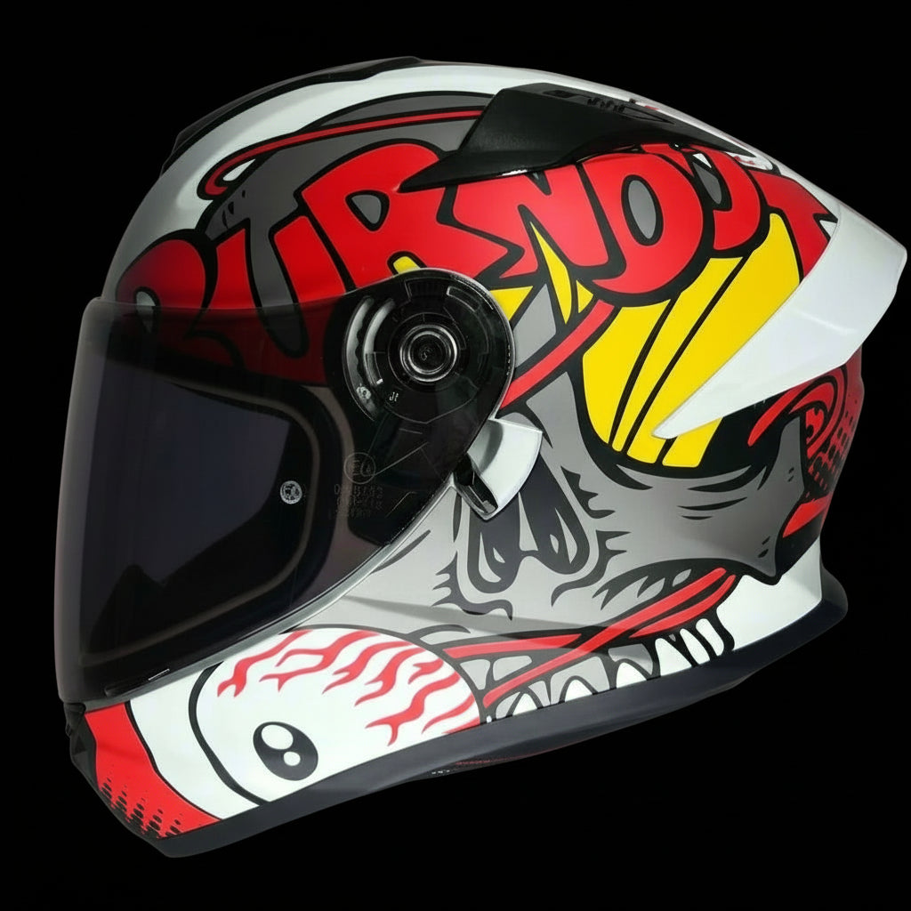 Matte Red Burnout Design Helmet