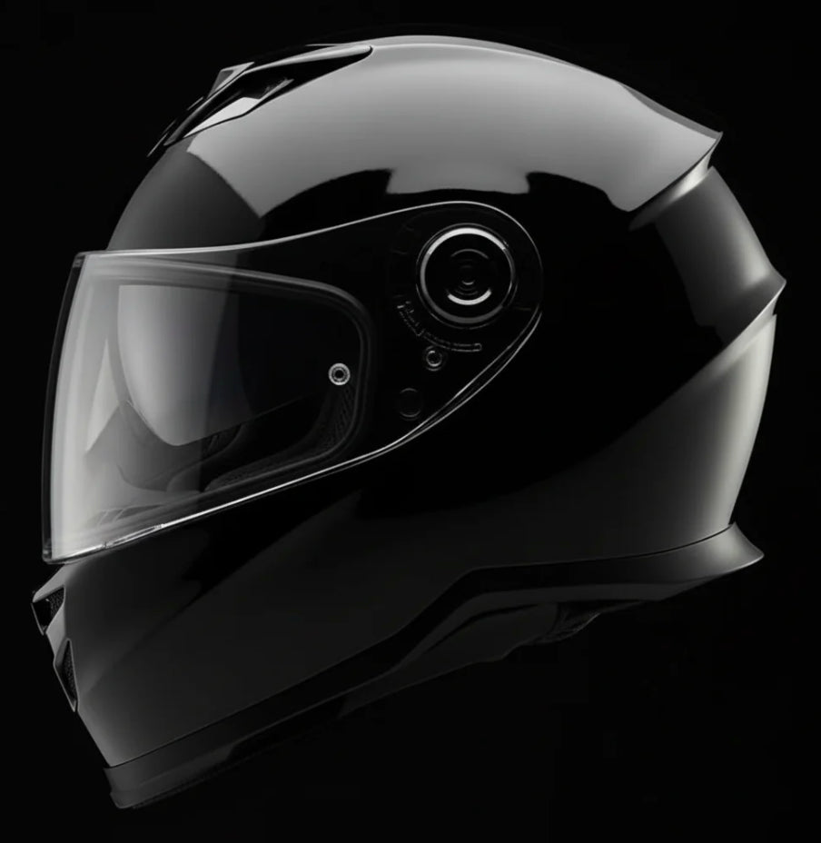 HelmX SA-62 Gloss Black Helmet with Clear Visor