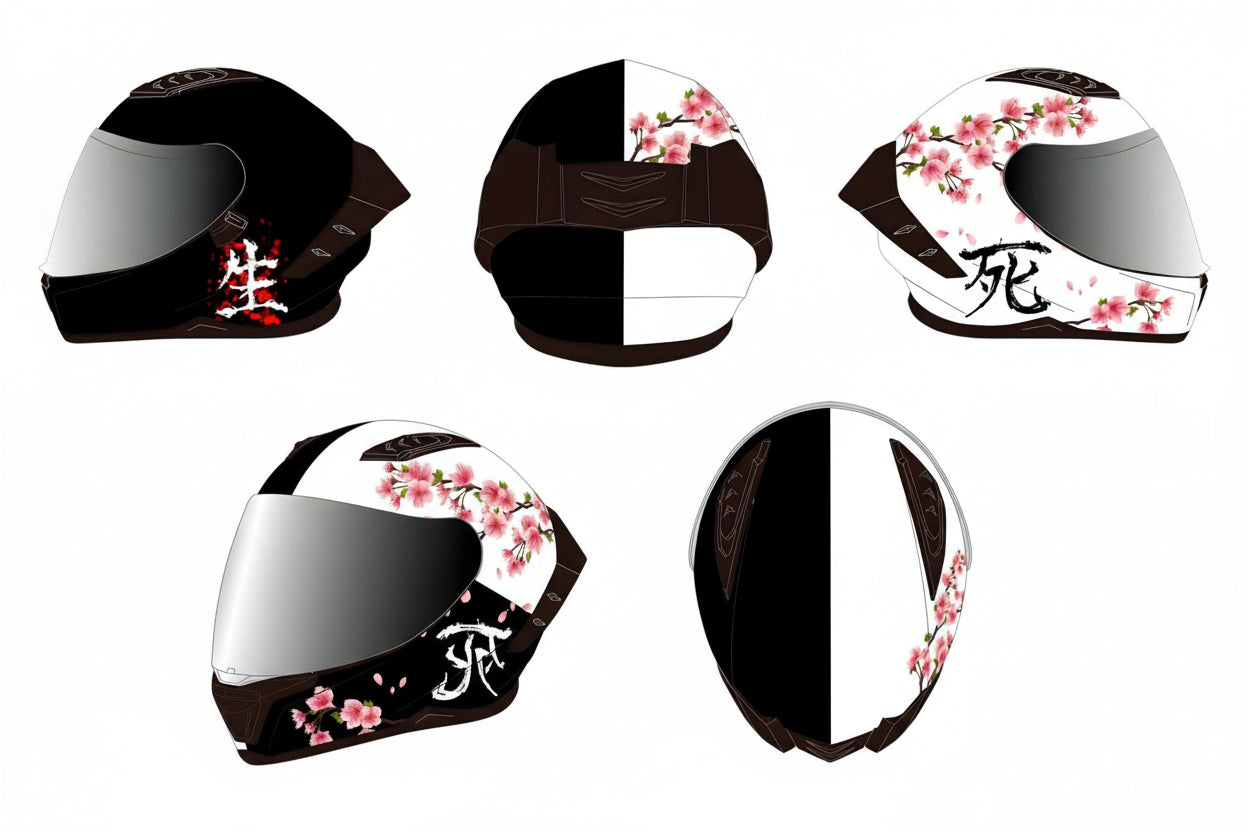 SA-65 ABS Cherry Blossom Split helmet with tinted visor